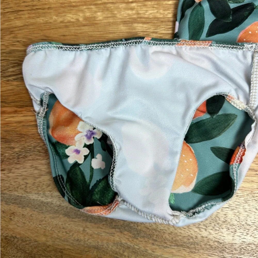 Oranges Peplum‎ Small Shop Handmade 2 Pc Swim Suit
